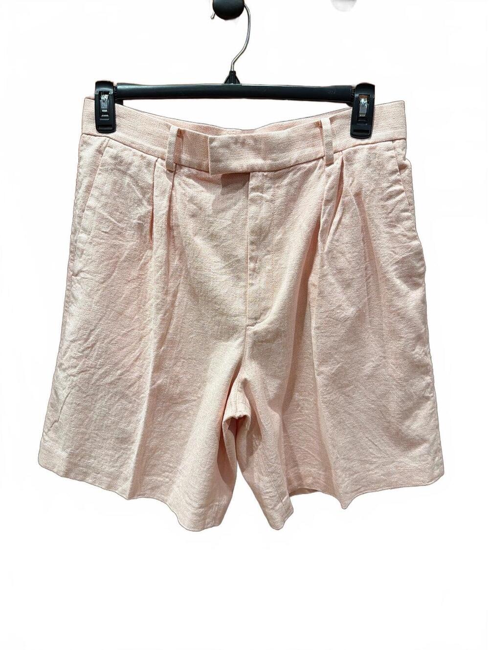 Banana Republic Factory Linen-Blend Bermuda Dress Shorts Pink Womens 12 Work